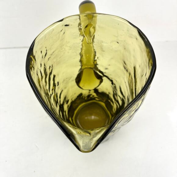 Morgantown Crinkle Glass Water Pitcher Decanter Green - Picture 4 of 6